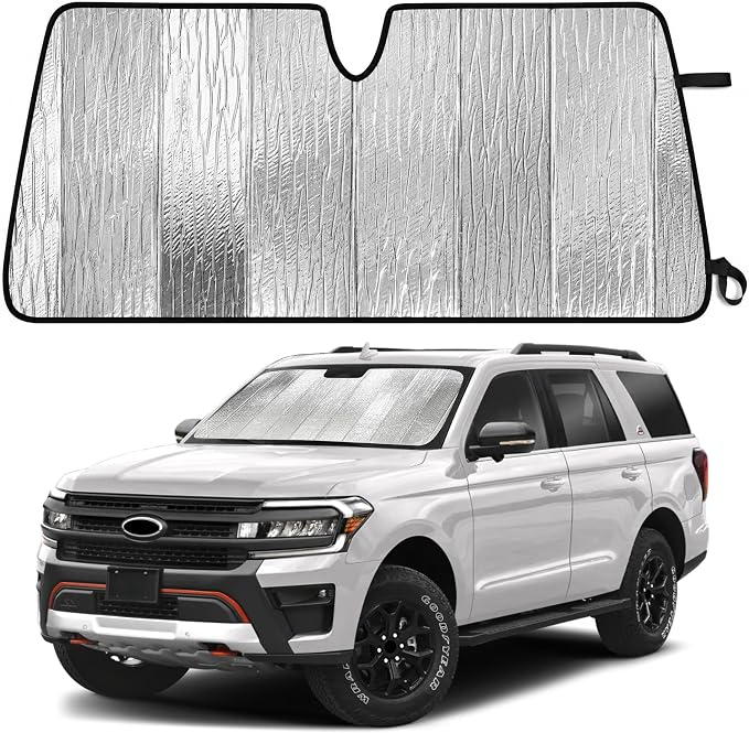 EcoNour Accordion Foldable Windshield Sun Shade Fit for Ford Expedition 2018-2023 2024 2025 Sunshade, Front Car Window Shades Sun Visor, Blocks UV Rays & Heat, Car Accessories