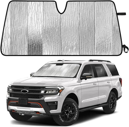 EcoNour Accordion Foldable Windshield Sun Shade Fit for Ford Expedition 2018-2023 2024 2025 Sunshade, Front Car Window Shades Sun Visor, Blocks UV Rays & Heat, Car Accessories