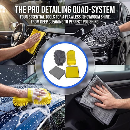Complete Car Detailing Kit 15 Pieces, Includes Wash Mitt, Microfiber Towels, Wheel Brush, Detail Brushes & Portable Carry Bag