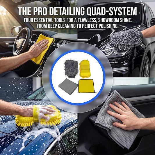 Complete Car Detailing Kit 15 Pieces, Includes Wash Mitt, Microfiber Towels, Wheel Brush, Detail Brushes & Portable Carry Bag