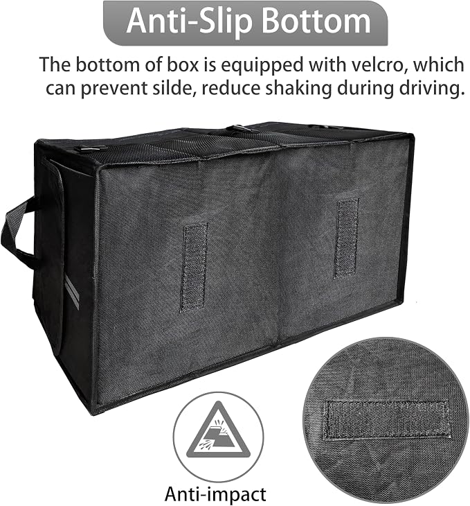YOSRTER for Dodge Charger Durango Challenger Ram Car Trunk Organizer Collapsible Storage Box with Handle Foldable Lid Non Slip Bottom Sturdy Base Panel for Dodge Accessories, 2 Compartment (Gray Trim)