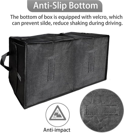 YOSRTER for Dodge Charger Durango Challenger Ram Car Trunk Organizer Collapsible Storage Box with Handle Foldable Lid Non Slip Bottom Sturdy Base Panel for Dodge Accessories, 2 Compartment (Gray Trim)