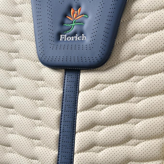 FLORICH Front Seat Covers, Leather Seat Covers, Universal Car Seat Covers 2PCS, Waterproof Car Seat Protector, Driver Seat Cover Accessories for Trucks SUV Sedans-Blue&White