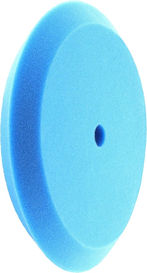 HI-Buff 8" Foam Buffing Pads, Fits 7" Backer, Polishing Pad, Slant Design, Hook & Loop Backing (Blue Soft Polish)