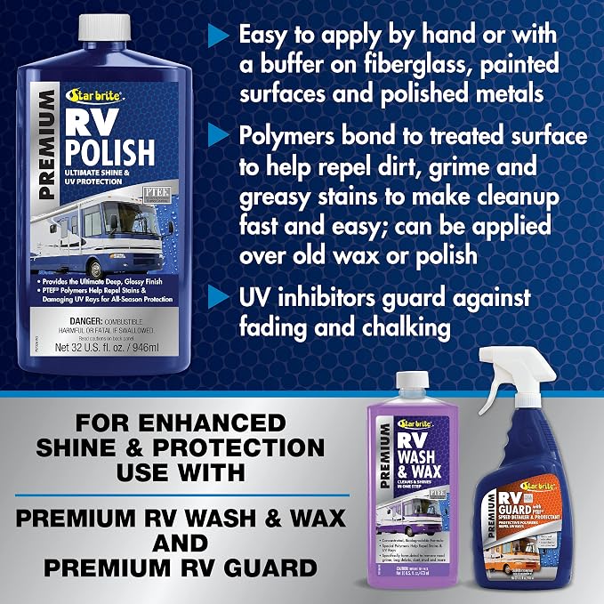 STAR BRITE Premium RV Polish - Ultimate Protection for Fiberglass, Painted Surfaces & Metals 32 OZ (075732PW)