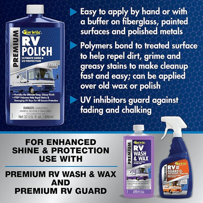 STAR BRITE Premium RV Polish - Ultimate Protection for Fiberglass, Painted Surfaces & Metals 32 OZ (075732PW)