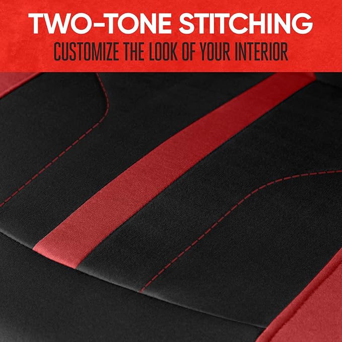 Motor Trend Red Cloth Car Seat Covers for Front Seats – Premium Automotive Bucket Seat Covers, Made for Vehicles with Removable Headrests, Interior Covers for Car Truck Van SUV