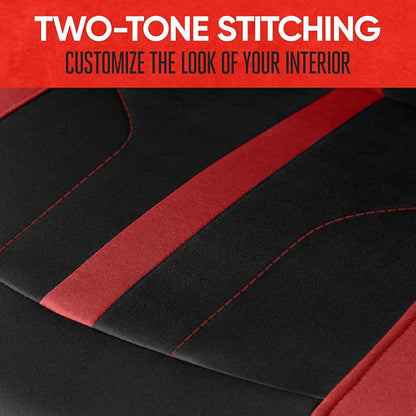 Motor Trend Red Cloth Car Seat Covers for Front Seats – Premium Automotive Bucket Seat Covers, Made for Vehicles with Removable Headrests, Interior Covers for Car Truck Van SUV