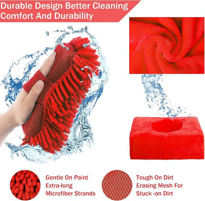 LIANXIN Car Wash Kit with Foam Gun, Car Cleaning, Car Wash Detailing Kit | Car Washing Kit High-Pressure Foam Spray, Microfiber, Wheel and Tire Deep Brush Cleaning, Ideal for Home Car Detailing