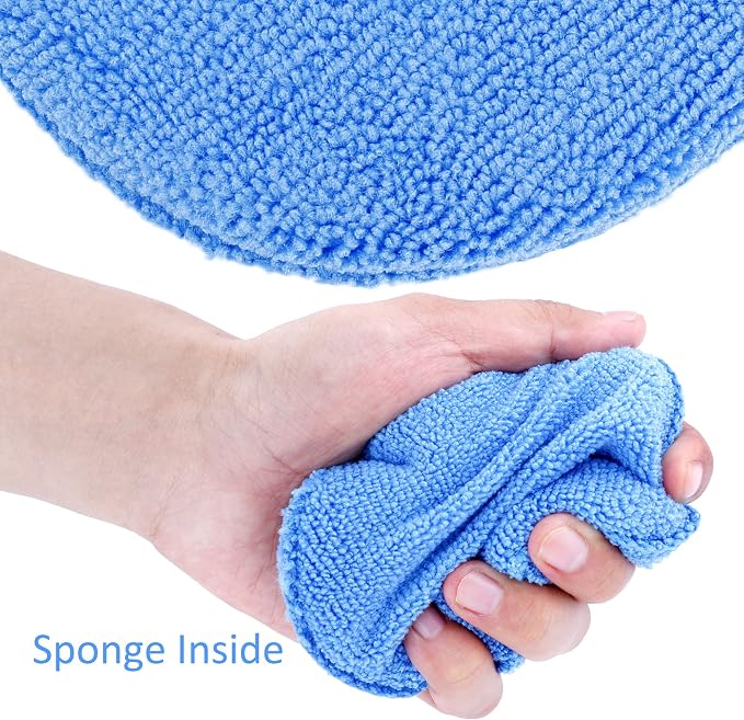 Wax Applicator Pads,Augshy 15 Pcs 4.72" Microfiber Applicator Pads Polishing Pad Buffing Pads (Blue)