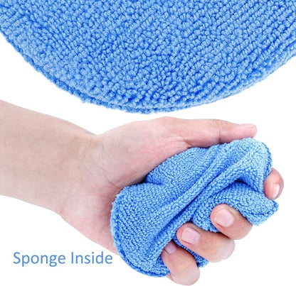 Wax Applicator Pads,Augshy 15 Pcs 4.72" Microfiber Applicator Pads Polishing Pad Buffing Pads (Blue)