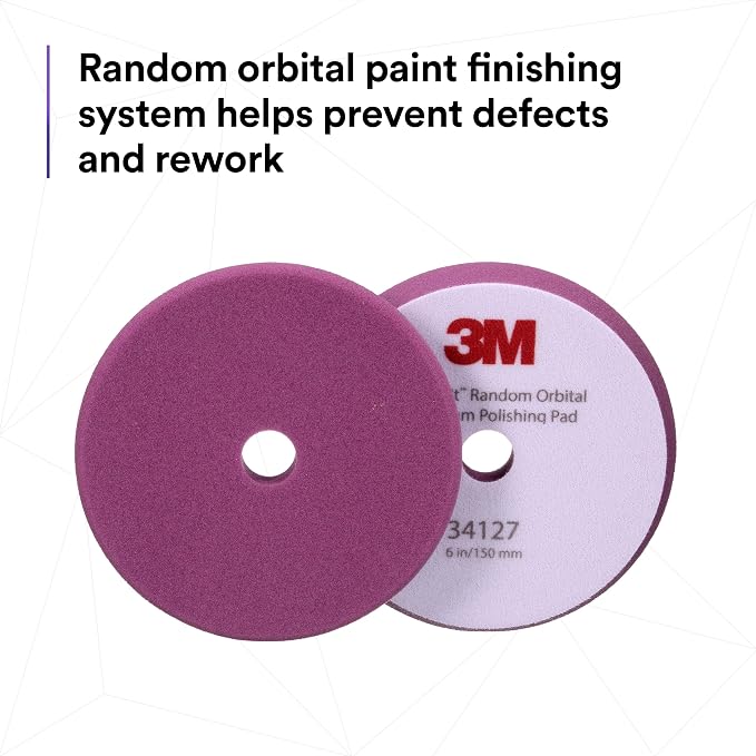 3M Perfect-It Random Orbital Foam Polishing Pad, 6"/150 mm, Purple, 34127, for Automotive Compounding and Polishing