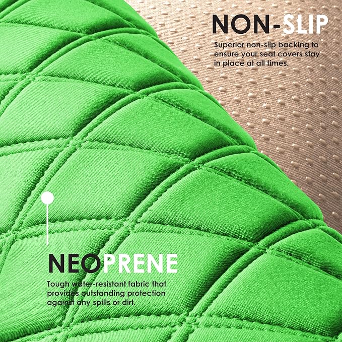 FH Group Car Seat Cushion Neosupreme Automotive Seat Cushions - Universal Fit, Rear Car Seat Cushion, Car Seat Cushions with Non-Slip Silicone Backing for SUV, Sedan, Van Rear Set Green
