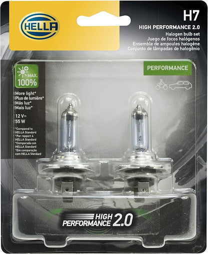 HELLA H7 2.0TB High Performance Bulb, 12V, 55W, 2 Pack