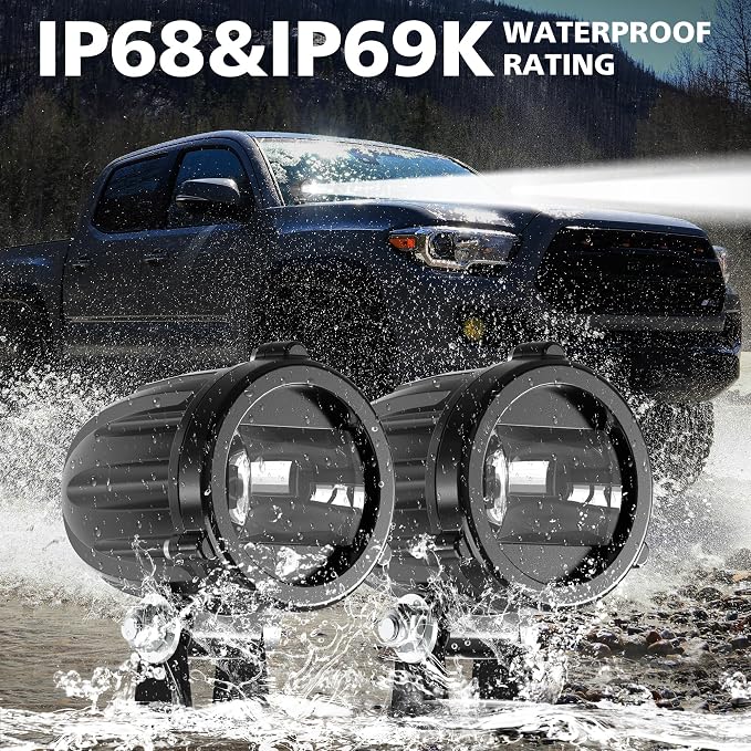 4WDKING 2" Motorcycle Accessories 20W Spot Driving Light Waterproof Off-Road Work Lamp for Motorcycle, ATV, UTV, Dirt Bike, 4x4 Pickup Truck, Boat, Trailer （2PCS）