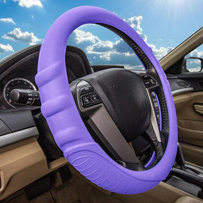 FH Group Universal Fit Silicone with Grip and Pattern Massaging Grip Steering Wheel Cover fits most Cars, SUVs, Trucks, and Vans Purple