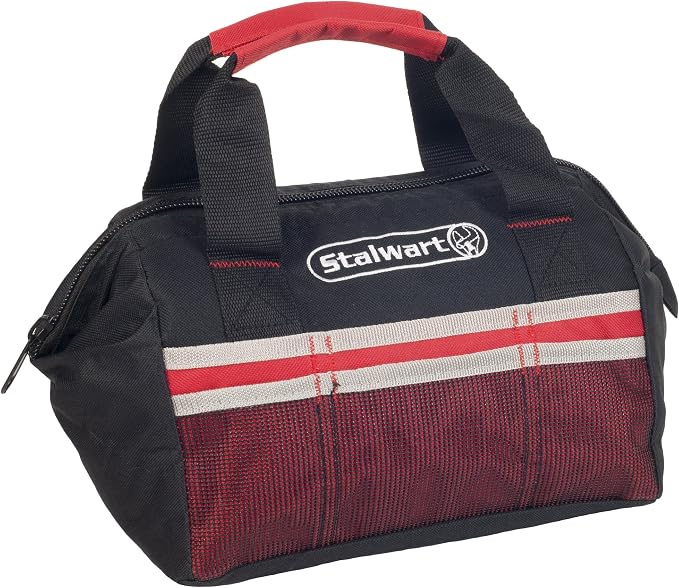 Roadside Emergency Car Kit - 55-Piece Set Includes Jumper Cables, Tire Repair Supplies, First Aid Kit, Flashlight, and Travel Bag by Stalwart (Red)