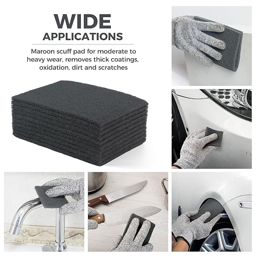 S SATC 6" x 9" Gray General Purpose Scuff Pads,10 Pack Automotive Pads for Scuffing,Scouring,Sanding,Paint Primer Prep Adhesion Scratch for Woodworking,Automotive Restoration