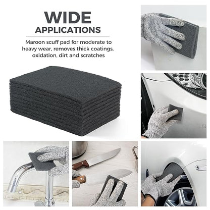 S SATC 6" x 9" Gray General Purpose Scuff Pads,10 Pack Automotive Pads for Scuffing,Scouring,Sanding,Paint Primer Prep Adhesion Scratch for Woodworking,Automotive Restoration