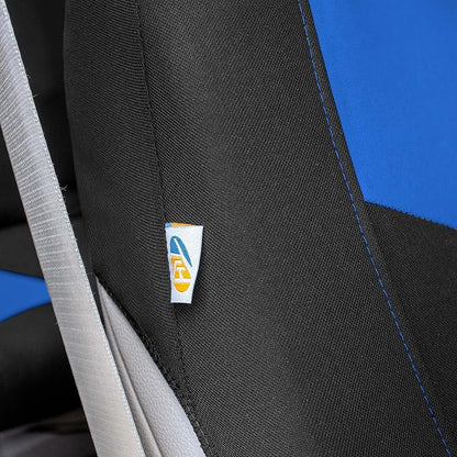 Universal Fit Chevron Flat Cloth Car Seat Covers Full Set - Blue