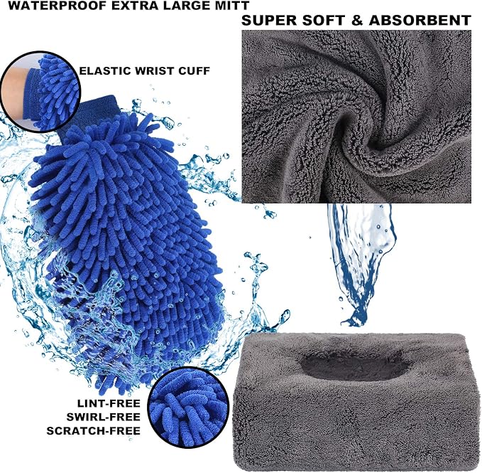 22Pcs Car Wash Cleaning Tools Kit Car Detailing Set with Black Canvas Bag Collapsible Bucket Wash Mitt Sponge Towels Tire Brush Window Scraper Duster Complete Interior Car Care Kit