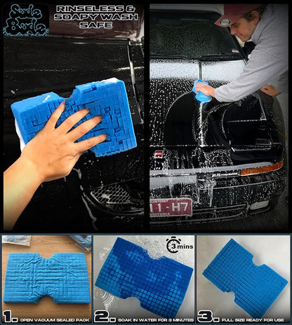 Sudz Budz® Premium Grid Car Wash Sponge 2pc Jumbo/Ergonomic | Anti-Marring Sponge for Soap and Rinseless Washing | Soft, Scratch-Free, Durable Foam. Cross-Cut Sponges for Cleaning and Detailing
