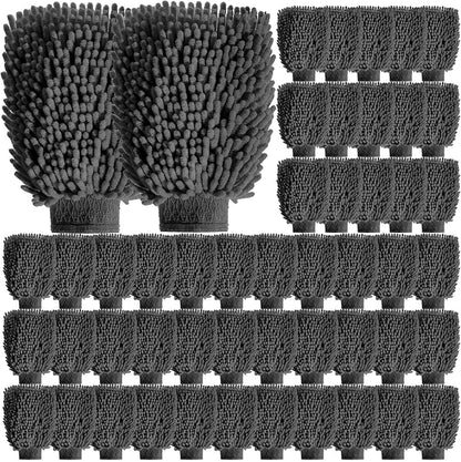 48 Pack Car Wash Mitt Bulk Microfiber, 10'' x 8'' Chenille Car Wash Mitt Gloves, Scratch Free Double Sided No Lint No Marks for Truck SUV and All Vehicle Surfaces (Grey)