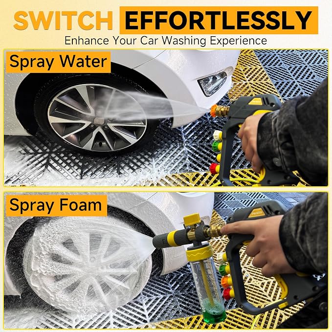PWACCS Pressure Washer Small No-Dilution Foam Cannon Pro with Short Gun, Power Washer Soap Foam Gun with 4 Spray Nozzles for Car Wash, 200 ML