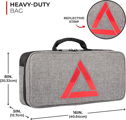 Thrive Emergency Car Kits for Vehicles - Roadside Emergency Car Kit (104 Pieces) - Car Kits for Emergency - Roadside Car Kit with Jumper Cables and Mini First Aid Kit - Gray Bag