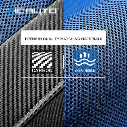 PIC AUTO Car Seat Covers - High Back Front Seat Covers, Sports Carbon Fiber Mesh Design, Universal Fit, Airbag Compatible (Blue)