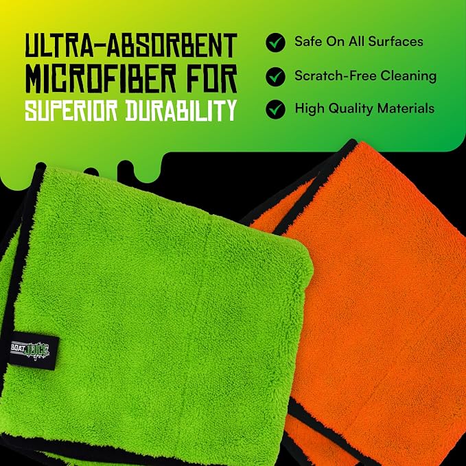 Boat Juice Luxury Boat Cleaning Kit | Interior Vinyl Seat Cleaner, Exterior Cleaner & Protectant, Hard Water Spot Remover, Ceramic Coating, Glass Cleaner, 2 Microfiber Towels | Marine Kit, Made in USA