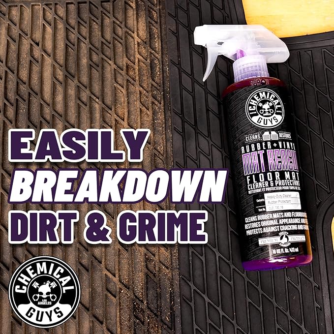 Chemical Guys Mat Renew Rubber and Vinyl Car Floor Mat Cleaner & Protectant - Cleans & Restores Rubber Liners, Running Boards, Safe for Cars, Trucks, SUVs, and More - 16 oz