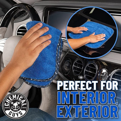 Chemical Guys Professional Grade Premium Microfiber Towels for Cars, Blue, 16" x 16", Ultra-Soft and Scratch-Free Car Detailing Cloths for Trucks, Motorcycles, and More - 3 Pack