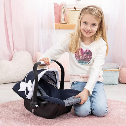 Bayer Design Classic Blue Reborn Car Seat for 46 cm Dolls, Pram Compatible