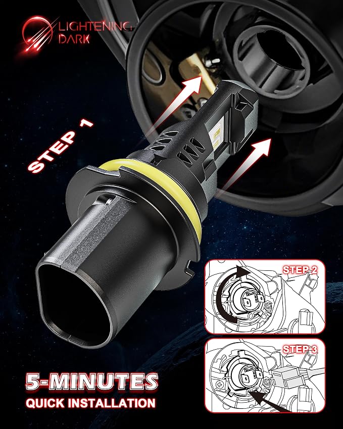 9007 Fog Fanless Bulbs, +400% Bright 6500K Xenon White 24000LM Wireless Plug and Play 9007 Lights Compatible with Ram 1500/2500/3500 F150 F250 F350 Ranger SX4 Impreza, Pack of 2