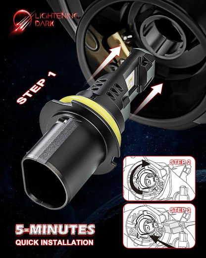 9007 Fog Fanless Bulbs, +400% Bright 6500K Xenon White 24000LM Wireless Plug and Play 9007 Lights Compatible with Ram 1500/2500/3500 F150 F250 F350 Ranger SX4 Impreza, Pack of 2