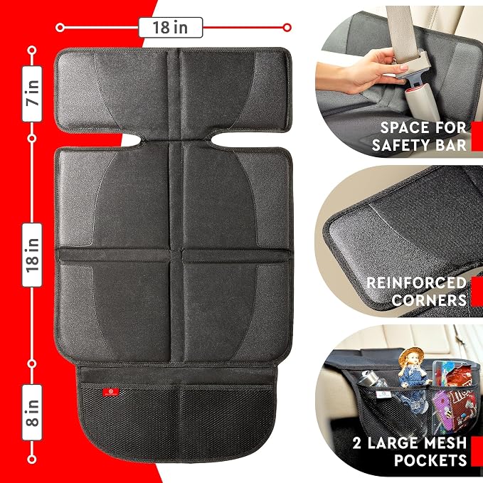 Helteko Carseat Protector with Thickest Padding, 2 Pack Auto Seat Pad from Waterproof & Stain Resistant for Child Baby , Kick Mat Material for Leather and Fabric Seat