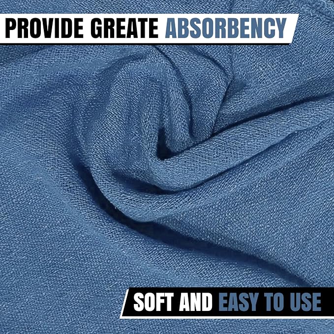 Shop Towels (Blue, 150-Pack) - Bulk Cleaning Towel in a Bag, Mechanic Cotton Wipes for Car Maintenance, Auto Mechanics & Garage, Wipe Grease & Oil, Machine Wash & Reusable