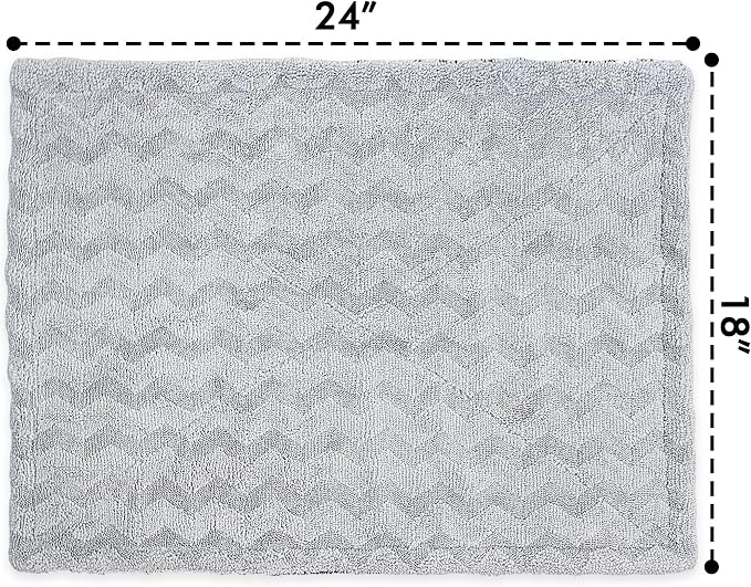 Greenfound 1000GSM Car Drying Towel 18"x24", Edgeless Double Twist Pile, Ultra Absorbent Microfiber Towel, Scratch-Free Lint-Free Streak-Free for Auto Detailing & Car Wash – Wave Silver&Grey