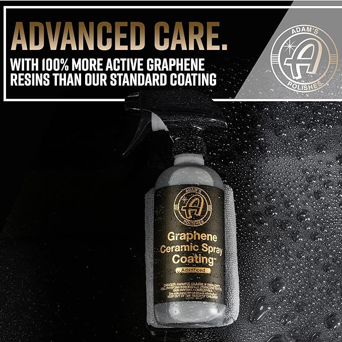 Adam's Advanced Graphene Ceramic Spray Coating Kit - 18+ Months Sprayable Graphene Oxide Ceramic Coating for Cars, Boats, RV's & Motorcycle - Adds Extreme Gloss, Depth, Shine & Protection