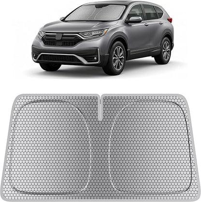helloleiboo Windshield Sun Shade for Honda CR-V 2023-2026 Graphene Honeycomb Heat Shield with UV Protection Foldable Custom Fit Front Window Sunshade Silver 57" x 30"
