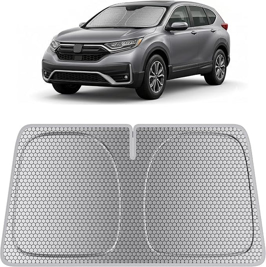 helloleiboo Windshield Sun Shade for Honda CR-V 2023-2026 Graphene Honeycomb Heat Shield with UV Protection Foldable Custom Fit Front Window Sunshade Silver 57" x 30"