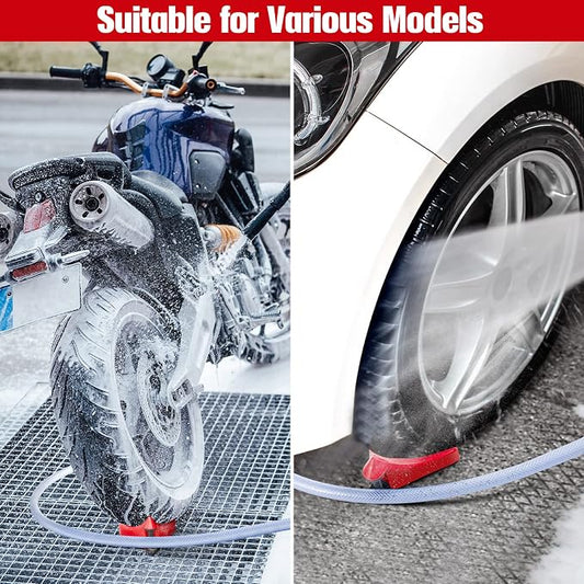 4 Pcs Car Hose Guide, Tire Hose Roller for Car Washing, Detailing Tire Hoses Guide Preventing Pressure Washer Hoses Stuck Under The Wheels, Plastic Wash Tool to Avoid Snagging(Red)