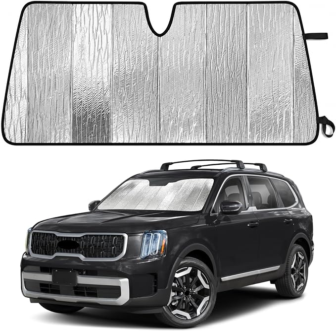 EcoNour Accordion Foldable Windshield Sun Shade Fit for Kia Telluride 2020-2023 2024 2025 Sunshade, Front Car Window Shades Sun Visor, Blocks UV Rays & Heat, Car Accessories