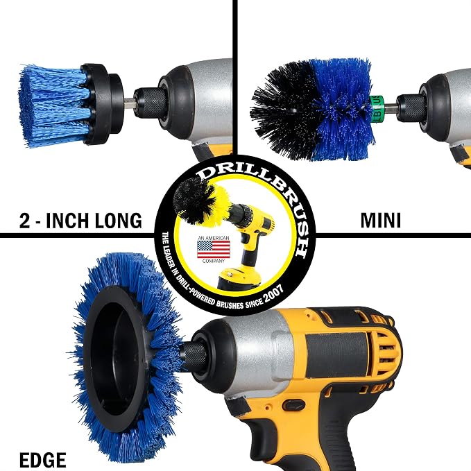 Pool Grout Cleaning Brush Kit - Professional Pool Accessories - Boat Cleaning Supplies - Boat Deck Power Scrubber Set - Tank Cleaner Tools for Home Use - Aquatic Scrubbing Brushes - Deck Scrub Brush