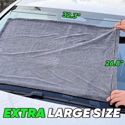 SHSCLY 1-Pack Double-Sided Microfiber Towels for Cars Gray 26.8 x 32.3 in | Dual-Sided Design, Ultra Absorbent, Scratch-Free, Streak-Free Finish, Machine Washable