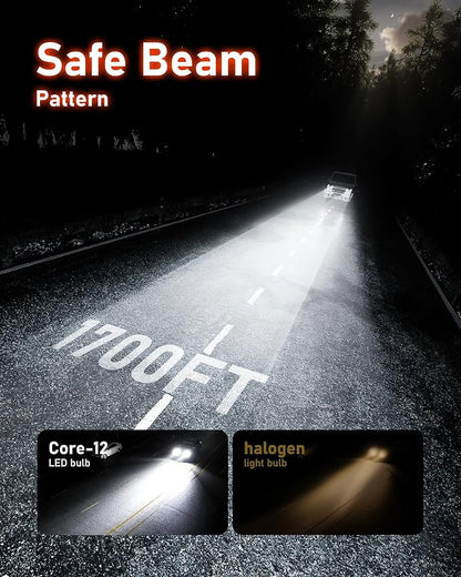 HIKARI WINGS 2026 40000LM H4 9003 Dual Beam LED Bulbs, 45W Upgraded Core Chips, High Lumens LED Kit, 6000k Cool White, IP68 Waterproof,HB2 Halogen Upgrade Replacement