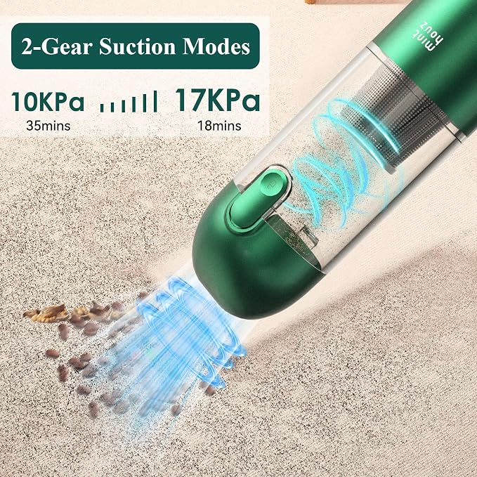 Minthouz Car Vacuum Portable Cordless 17000Pa - 120W Handheld Vacuum Rechargeable with Blower, Ultra Lightweight Mini Vacuum Cleaner with 2 Filters for Car Home Pet Office Keyboard