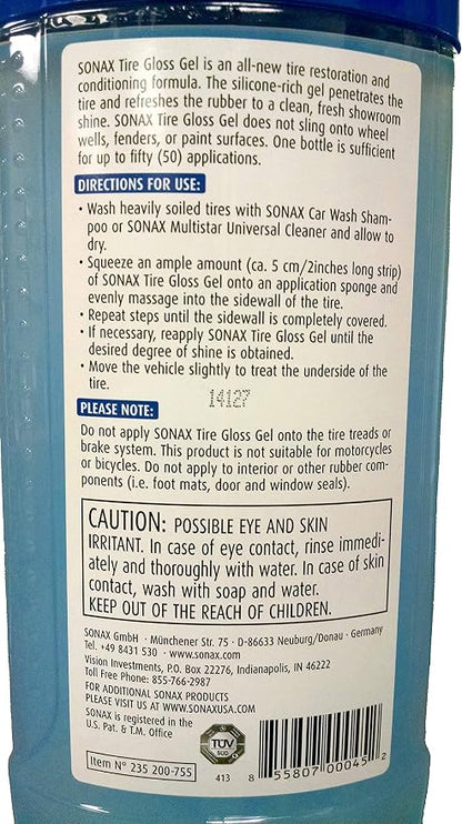 SONAX (235200-6-6PK Tire Gloss Gel - 16.9 fl. oz., (Case of 6)