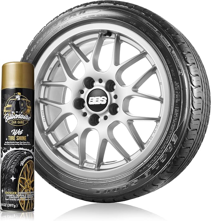 Billionaire Tire Shine - Wet Tire Shine 6 Pack Can 14 oz No Sling Formula Long-Lasting Silky Smooth Finish - Spraying Maximum Protection Fast Dry - Car Detailing 6PACK